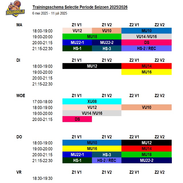 trainingsschema tot zomerstop 25